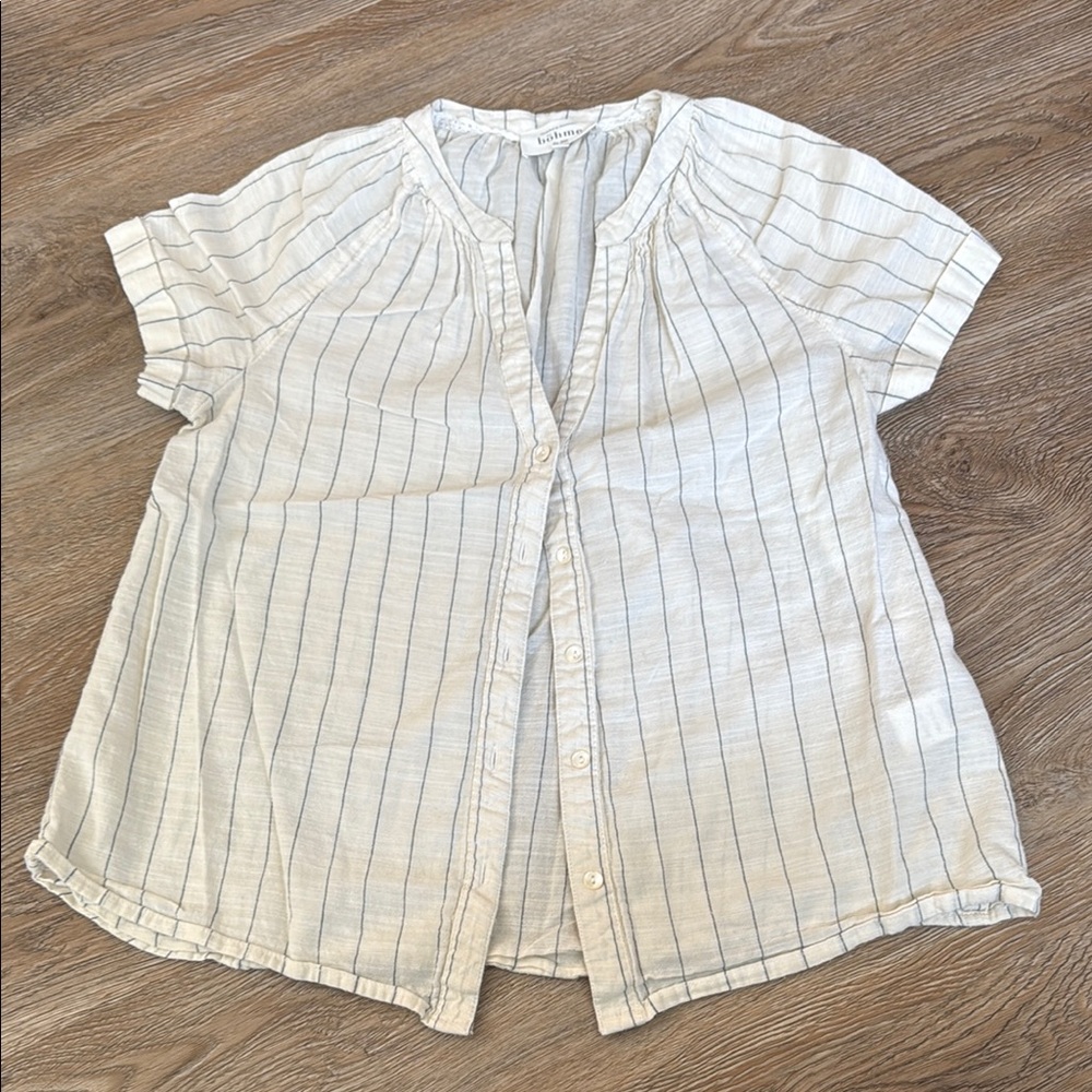 Bohme White and Blue Striped Blouse